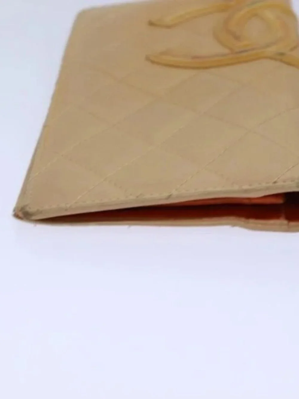 CHANEL Cambon Line Matelasse Long Wallet Leather Beige CC Auth bs16763